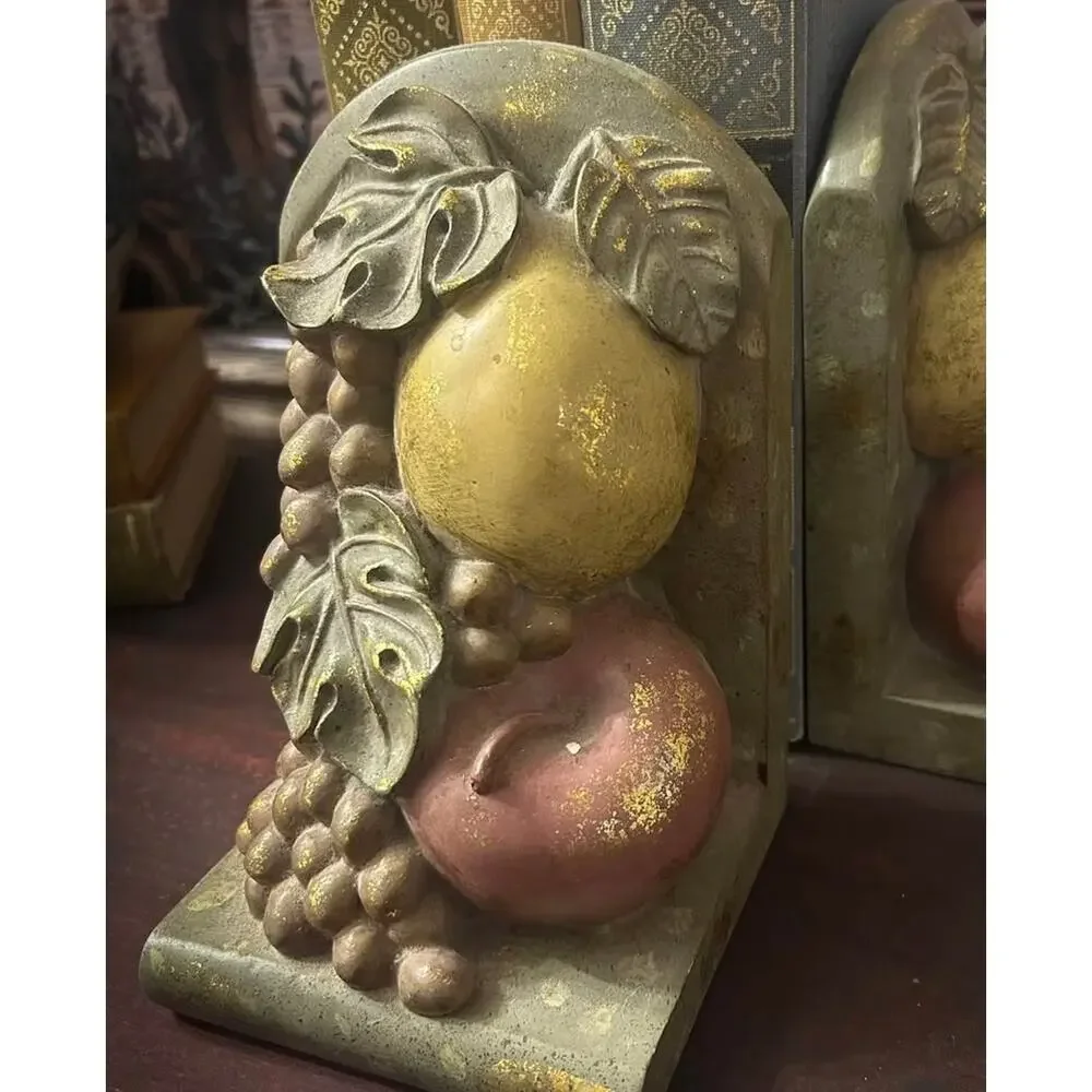 Fruit Still Life Bookends – Pear, Apple & Grapes